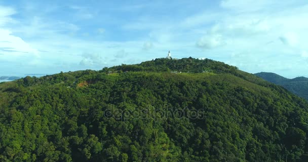 Luchtfoto Van Witte Grote Boeddhabeeld Phuket Thailand — Stockvideo