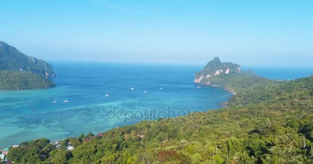 Vidéo Drone Aérien Mer Littoral Plage Tropicale Emblématique Île Phi — Video