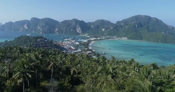 Luchtfoto Drone Weergave Van Belangrijkste Pier Ton Sai Phi Phi — Stockvideo