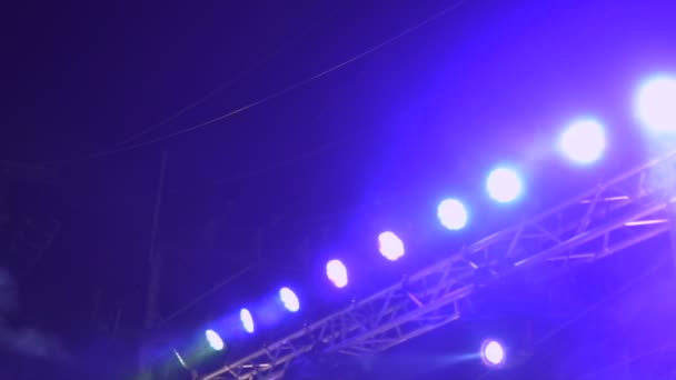 Luzes Palco Brilhantes Topo Cena Concerto — Vídeo de Stock