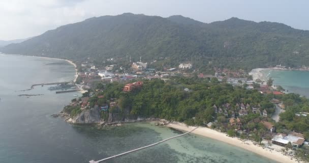 Antenowe Drone Widok Portu Promowego Kraju Tropical Island — Wideo stockowe