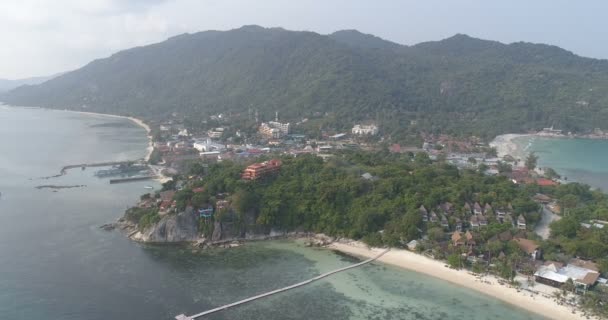 Vista Aérea Del Puerto Ferry Isla Tropical Del País — Vídeos de Stock