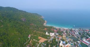 Havadan görünümden uçağı üzerinde kum plaj, Haad Rin, Koh Samui Adası, Tayland