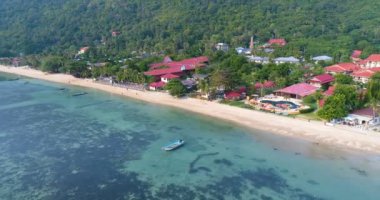 Havadan görünümden uçağı üzerinde kum plaj, Haad Rin, Koh Samui Adası, Tayland