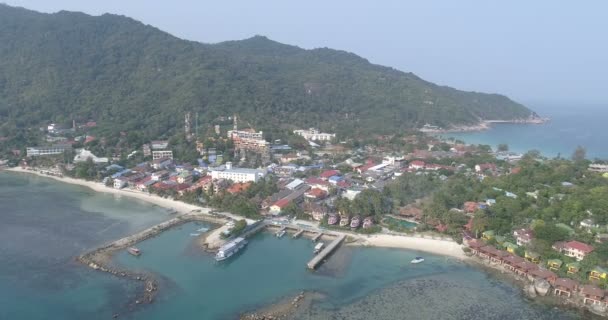 Tropik Ülke Adası Feribot Liman Hava Dron Görünümü — Stok video