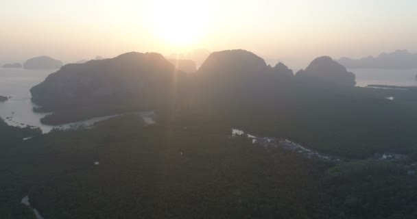 Vista Aérea Drone Por Sol Baía Tropical Phang Nga Tailândia — Vídeo de Stock