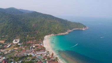 Havadan görünümden uçağı üzerinde kum plaj, Haad Rin, Koh Samui Adası, Tayland