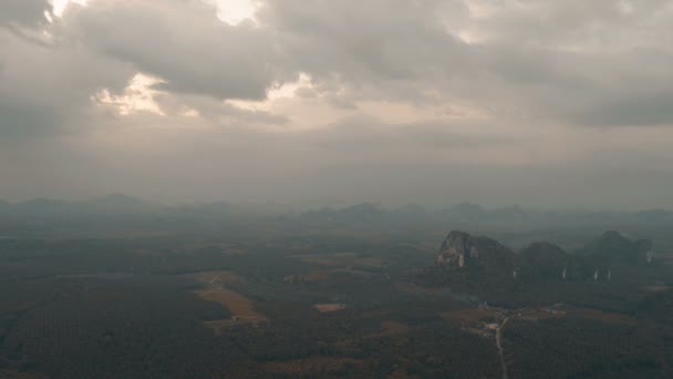 Aerial Drönarvy Solnedgång Tropiska Phang Nga Bay Thailand — Stockvideo