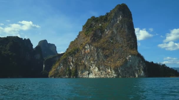 Passeio Barco Para Parque Nacional Khao Sok Tailândia Vídeo Câmera — Vídeo de Stock