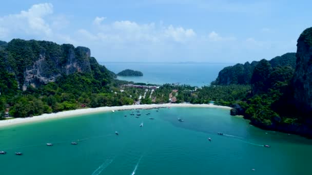 Flygfoto Över Populära Thailändska Railey Beach Thailand — Stockvideo