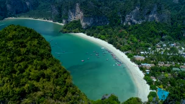 Widok Lotu Ptaka Popularnym Tajski Railay Beach Tajlandia — Wideo stockowe