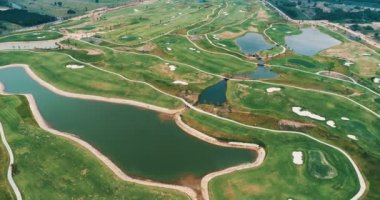 Balıkçılık gölet ve yeşil alanları Tayland Hava dron görünümünü