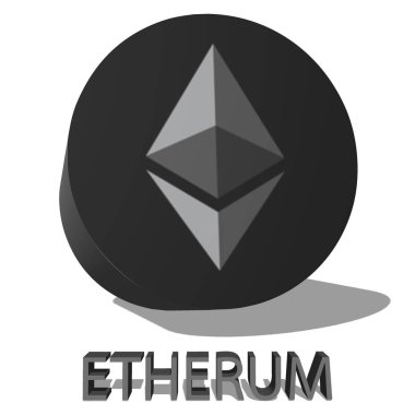 Beyaz arka plan üzerinde gri etherum logo vektör tasarımı