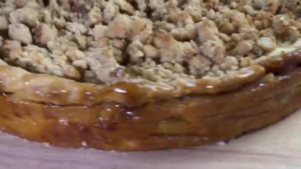 Tarta Manzana Recién Horneada Tarta Manzana Recién Horneada Directamente Del — Vídeo de stock