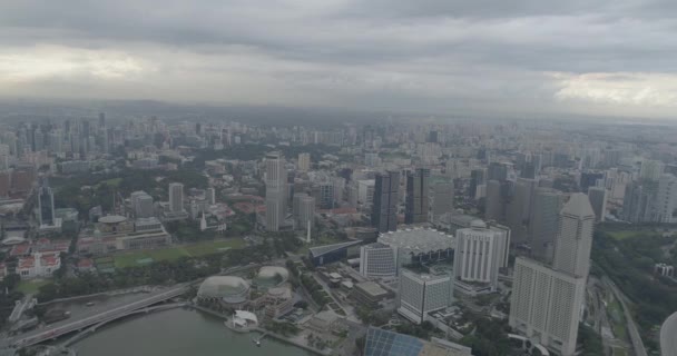 Vista Aérea Singapur Durante Día Nublado Imágenes Aéreas Los Rascacielos — Vídeo de stock