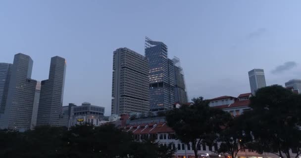 Vue Aérienne Singapour Pendant Soirée Nuageuse Images Aériennes Gratte Ciel — Video