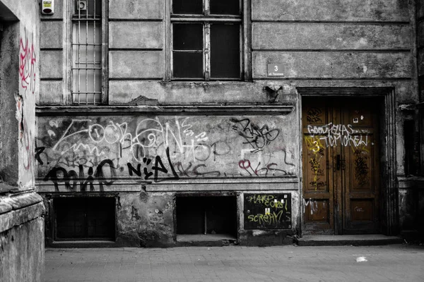 Dirty tagged old tenant houses in Poland