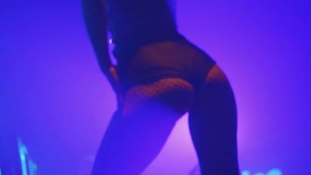 Beautiful Female Dancer Night Club Slow Motion Video Back View — Stock Video