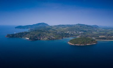 Phuket, Tayland 'daki tropikal Layan Sahili' nin insansız hava aracı görüntüsü