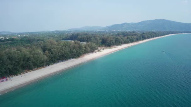 Αεροφωτογραφία Drone Της Τροπικής Layan Beach Περιοχή Στο Πουκέτ Ταϊλάνδη — Αρχείο Βίντεο