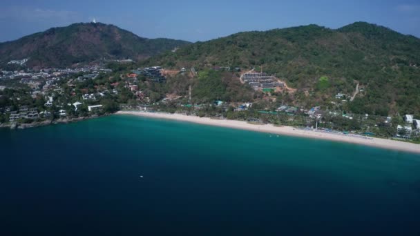 Vista Aérea Drone Área Tropical Praia Kata Noi Phuket Tailândia — Vídeo de Stock