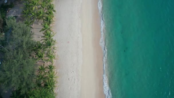 Aerial Drone View Tropical Empty Surin Beach Phuket Thailand — Stock Video