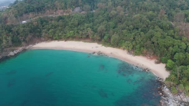 Letecký Bezpilotní Pohled Tropické Pláže Kamala Andamanské Moře Phuketu Thajsko — Stock video