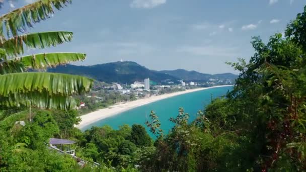 Drohnenpanorama Vom Tropischen Strand Phuket Thailand Karon — Stockvideo