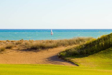 Denizde yelkenli teknesi