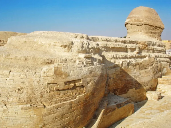 Forntida Great Sphinx Giza Från Baksidan Utsiktspunkt Bakifrån — Stockfoto