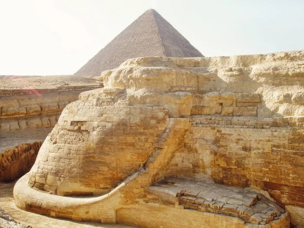 Ocas Zadní Noha Prastaré Velké Sfingy Přiblížily Neobvyklý Bod Pohledu — Stock fotografie