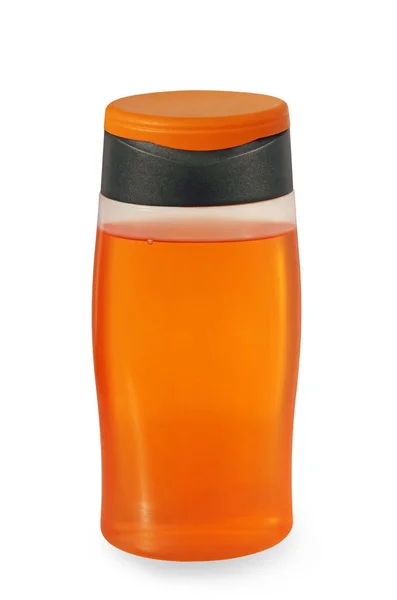 Botella Plástico Gel Ducha Aislada Sobre Fondo Blanco —  Fotos de Stock