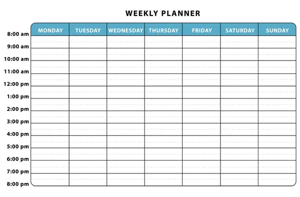Weekly planner. Blå schema. II — Stock vektor