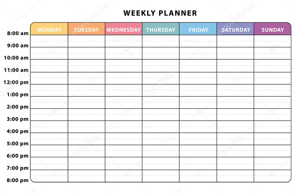 Weekly planner. Colorful schedule. II