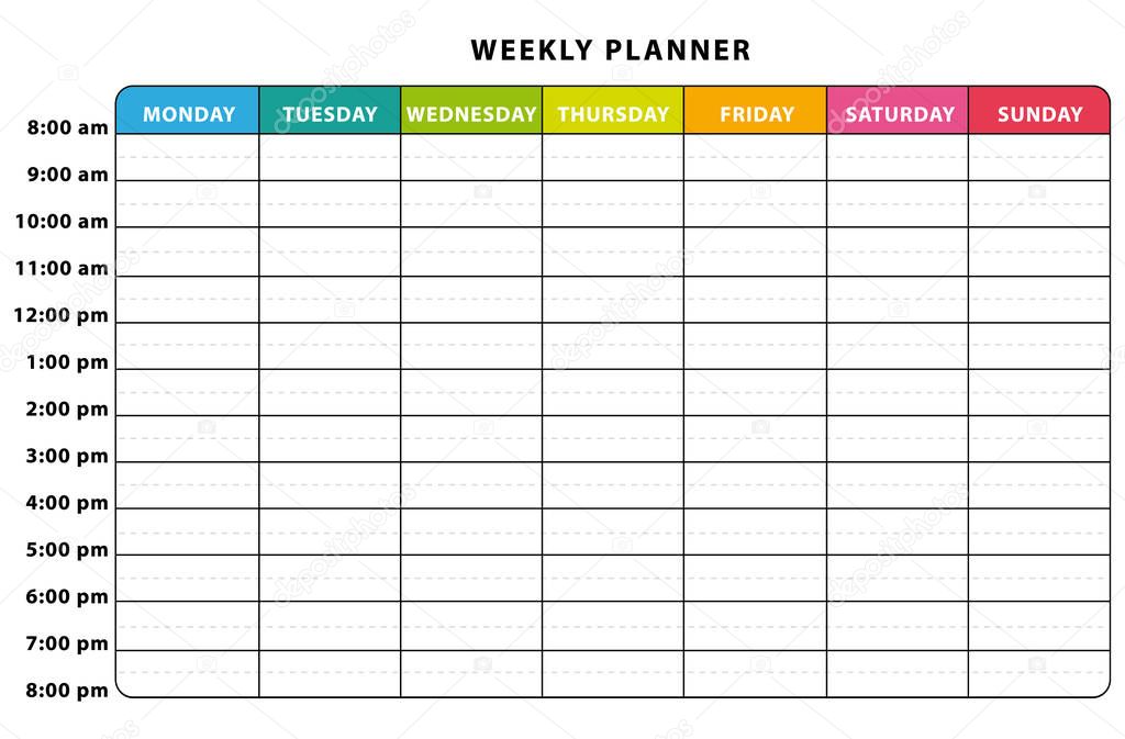 Weekly planner. Multicolored schedule. II