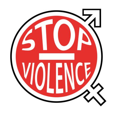 Stop violence symbol. No more violence against men and women. Red vector icon. clipart