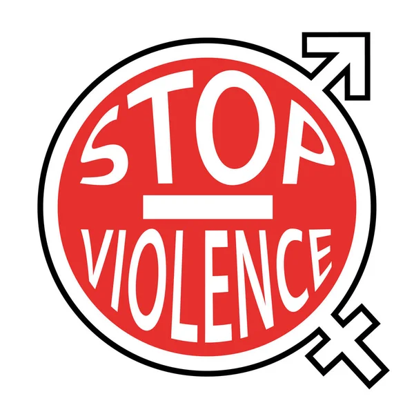 Şiddet sembolü durdurmak. Erkek ve kadınlara karşı daha fazla şiddet yok. Kırmızı vektör simgesi. — Stok Vektör