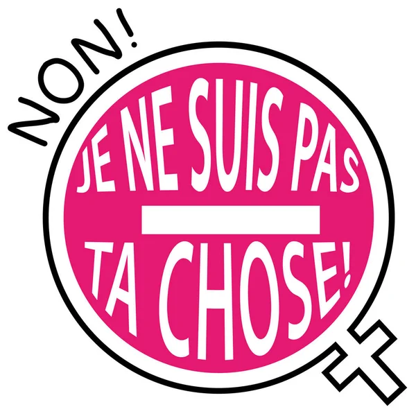 Stop violence against women. Not your thing. Pink french vector icon II . — Stock Vector