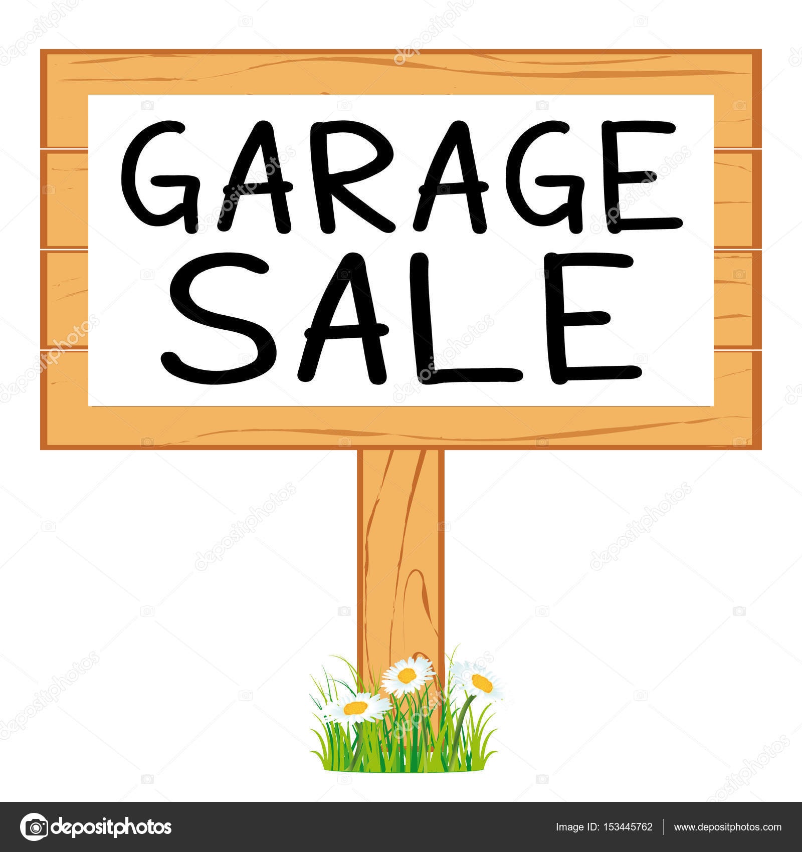 Garage Sale Woodboard Natural Cleanout Vector Icon Stock