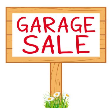 Garage sale woodboard. Cleanout vector icon. clipart