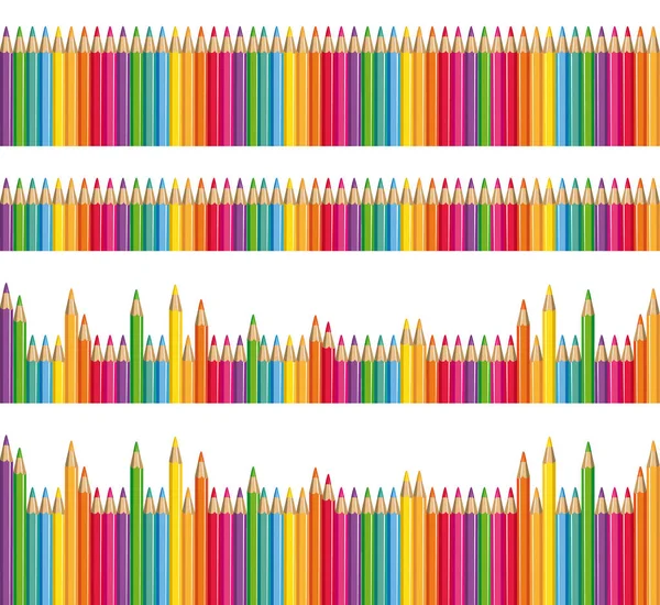 Lápices de colores decorados con pancartas aisladas sobre fondo blanco. Fácil de editar. Paquete vectorial . — Archivo Imágenes Vectoriales