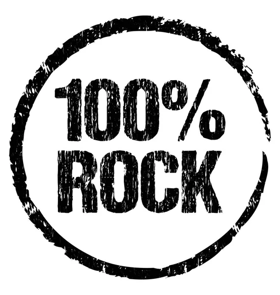 100% Rock. Simbolo Grunge pronto a timbrare su qualsiasi oggetto di marketing . — Vettoriale Stock
