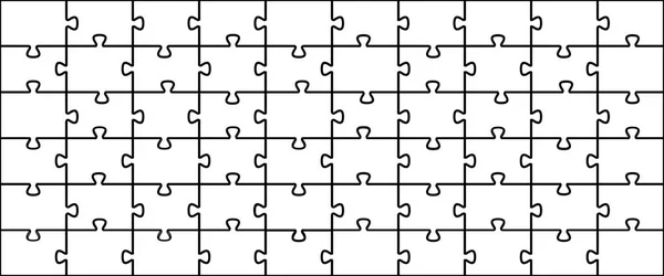Puzzle gigsaw vector background. Vista panorâmica. Fácil de editar. Duas camadas extras com contornos e peças. 60 peças . — Vetor de Stock