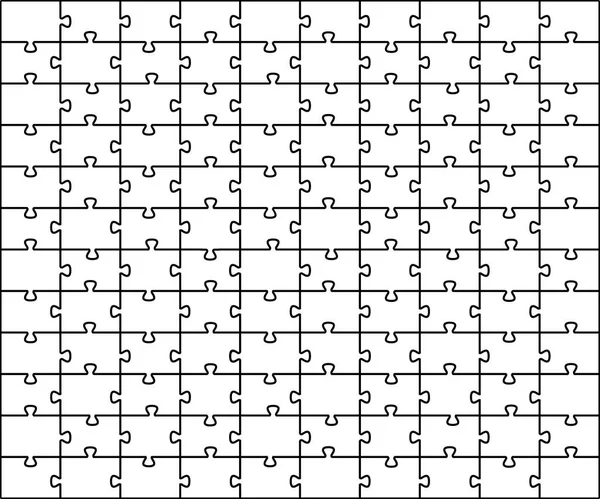 Puzzle gigsaw vector de fondo. fácil de editar. Dos capas adicionales con contornos y piezas. 120 piezas . — Vector de stock