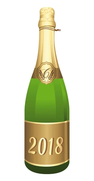 2018 Champaign üveg vektor ikonra. Gratulálok és boldog új évet ! — Stock Vector