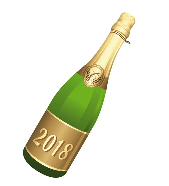 2018 Champaign üveg vektor ikonra. Gratulálok és boldog új évet Ii. — Stock Vector