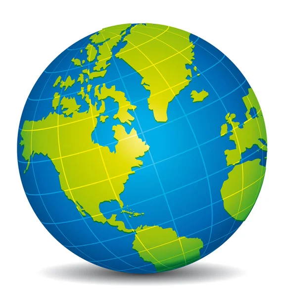 Magnifique Globe Bleu Vert Amérique Canada Alaska Atlantique Vue — Image vectorielle