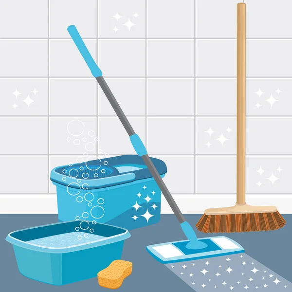 House Cleaning Service Vector Illustration — Stock Vector