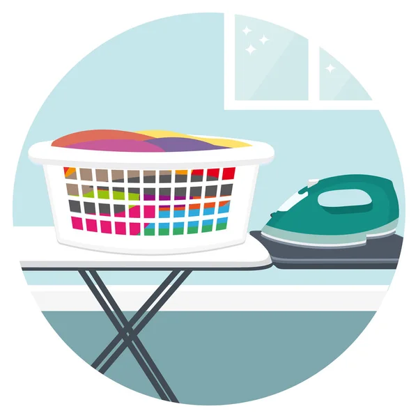 Wäsche Bügeln Vektor Symbol Für Die Hausreinigung — Stockvektor