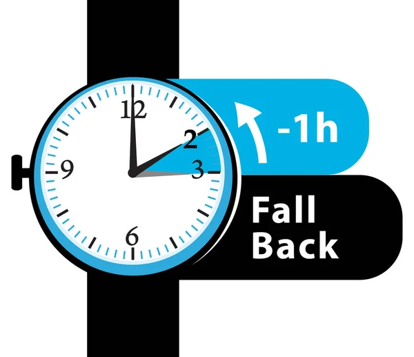 Wintertijd Daylight Saving Time Terugvallen Horloge Vector Alarmicoon — Stockvector